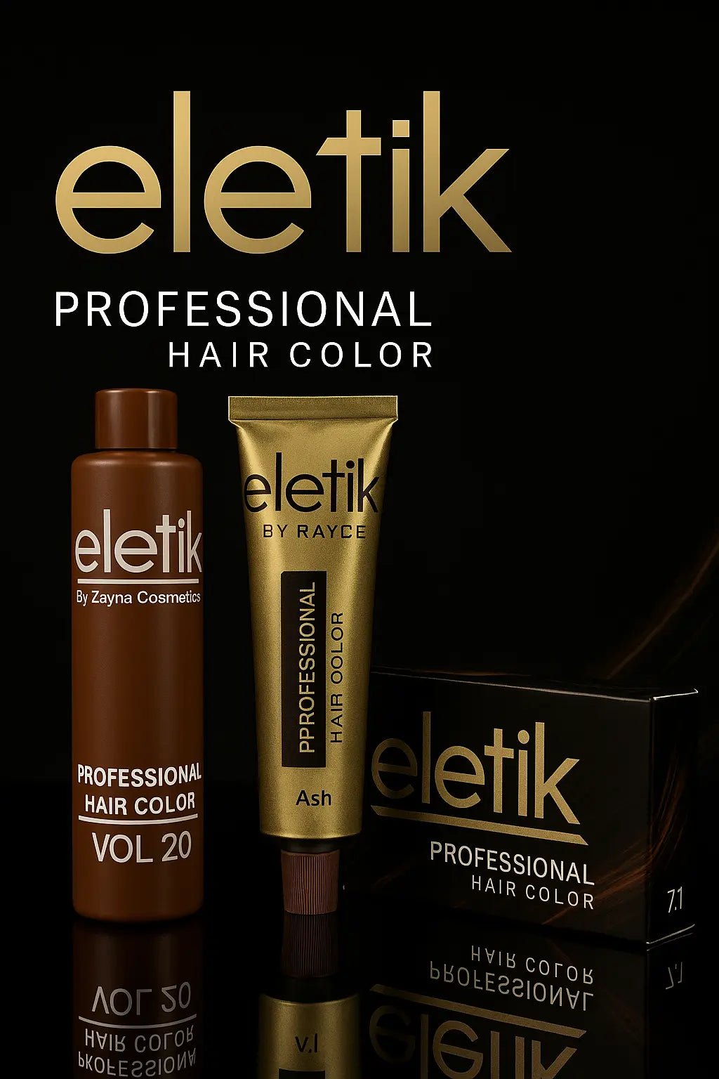 Eletik Professional Hair Color – Long-Lasting, Salon-Quality Hair Dye | Vol 20, Ash Shade 7.1
